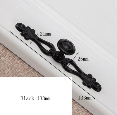 Antique Silver Black Bronze Furniture Handle Kitchen Cabinets Small Door Drawer Handle Wardrobe Cupboard Dresser Pull Door Knobs: Black 133mm