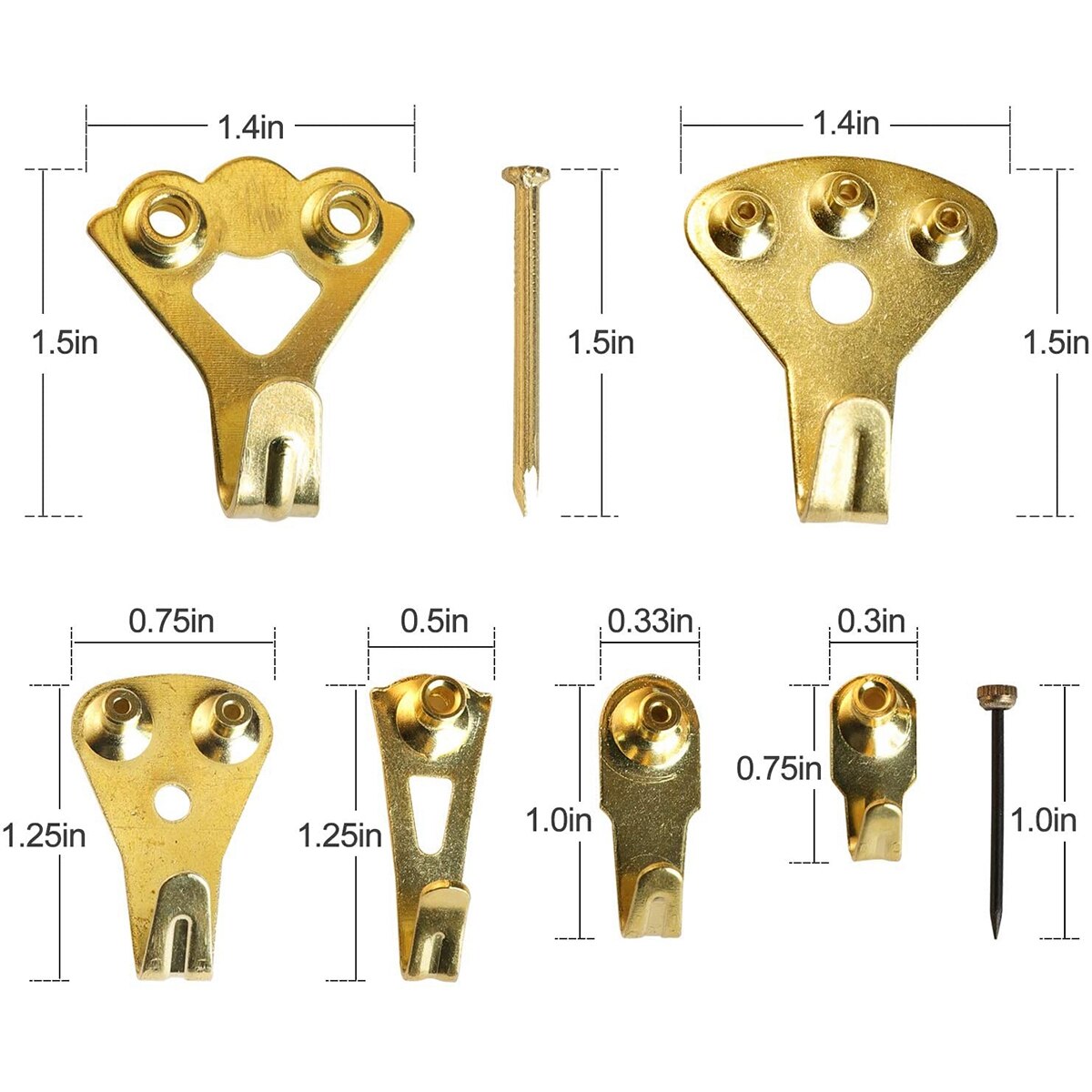 130PCS Photo Frame Hooks Heavy Duty Picture Hanging Kit with Nails for Wall Mounting Picture Hangers