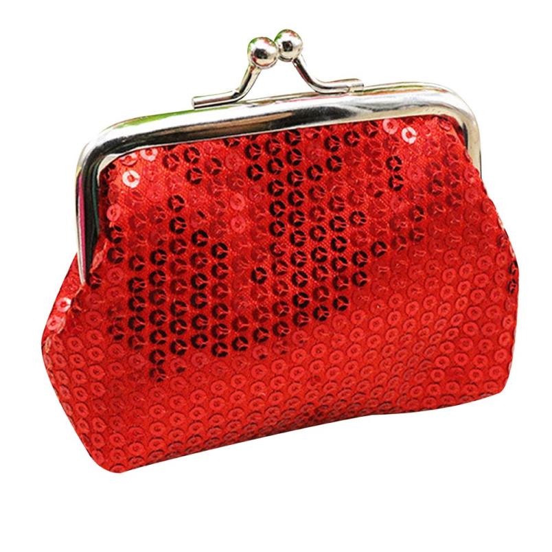Womens Small Sequin womens wallets and purses Coin Purse Clutch Handbag Bag monederos para monedas kids wallet mini purse Lucky: Red