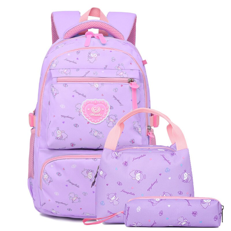 Kinderen schooltassen meisjes orthopedische school rugzak schooltassen kids prinses rugzak basisschool rugzak mochila infantil: purple