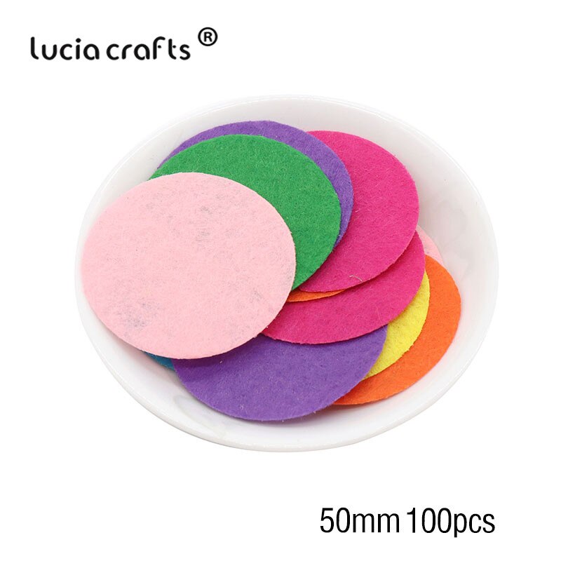 Lucia håndværk rund filt stofpuder tilbehør pletter cirkel filt puder, stof blomster tilbehør  b0408: 50mm 100 stk