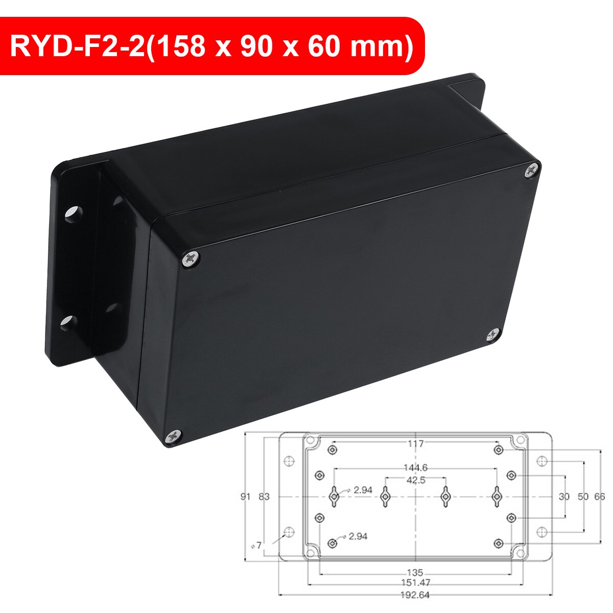 Outdoor IP67 Waterproof Enclosure Plastic Box Electronic Project Instrument Case Electrical Project Box Junction Box Housing: 3
