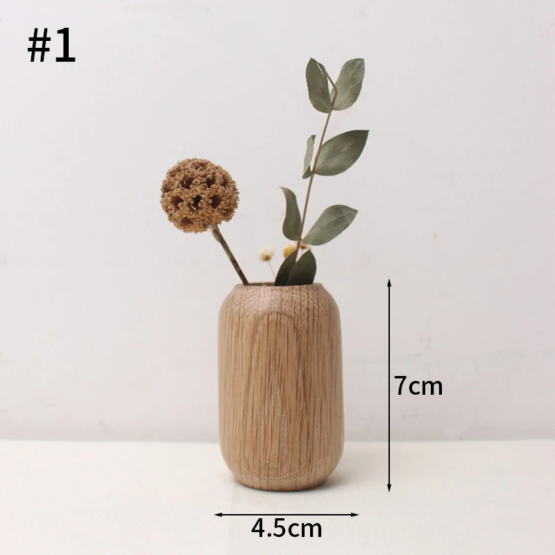 Japansk trævase til blomster boligindretning dekorative blomster vase stuedekoration kontor skrivebord blomster flaskeornament: Hvid