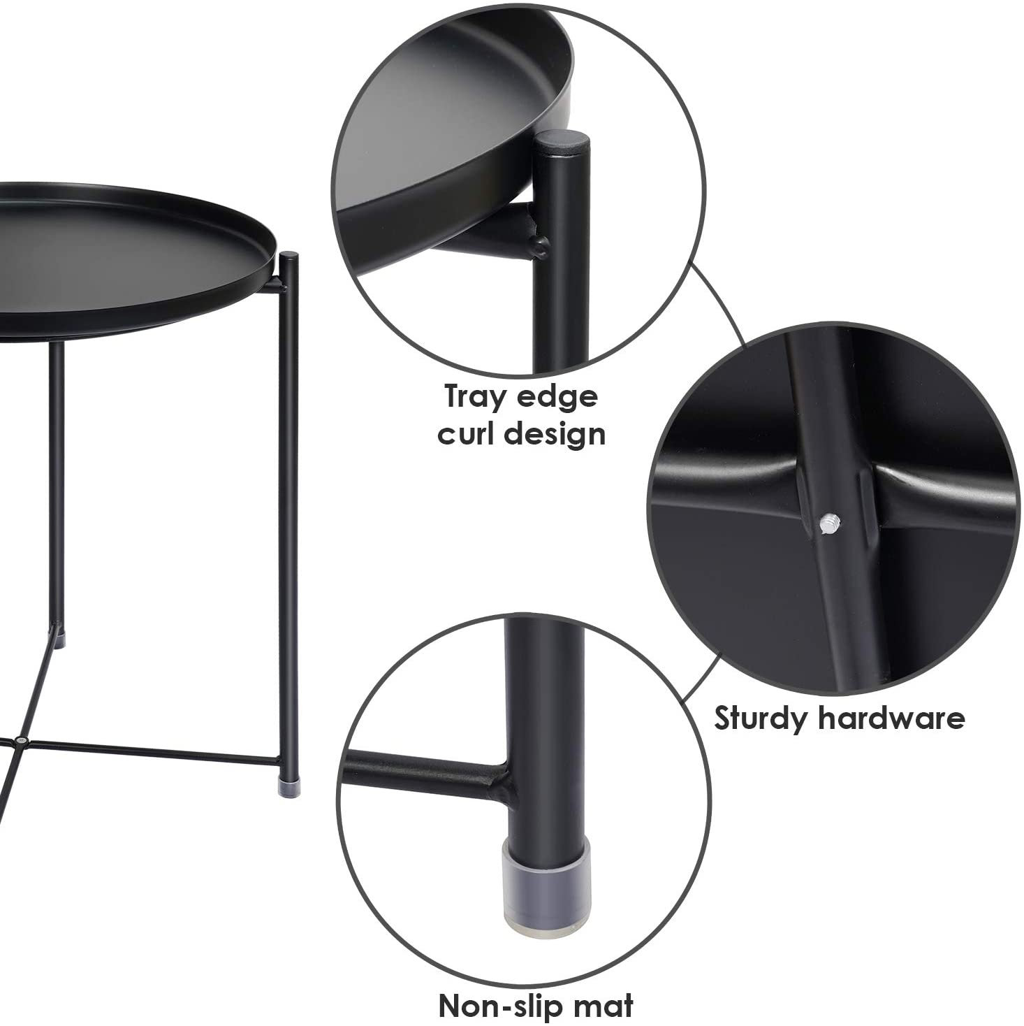 Round side table, Scandinavian , sofa table, side table with removable tray, coffee table in modern