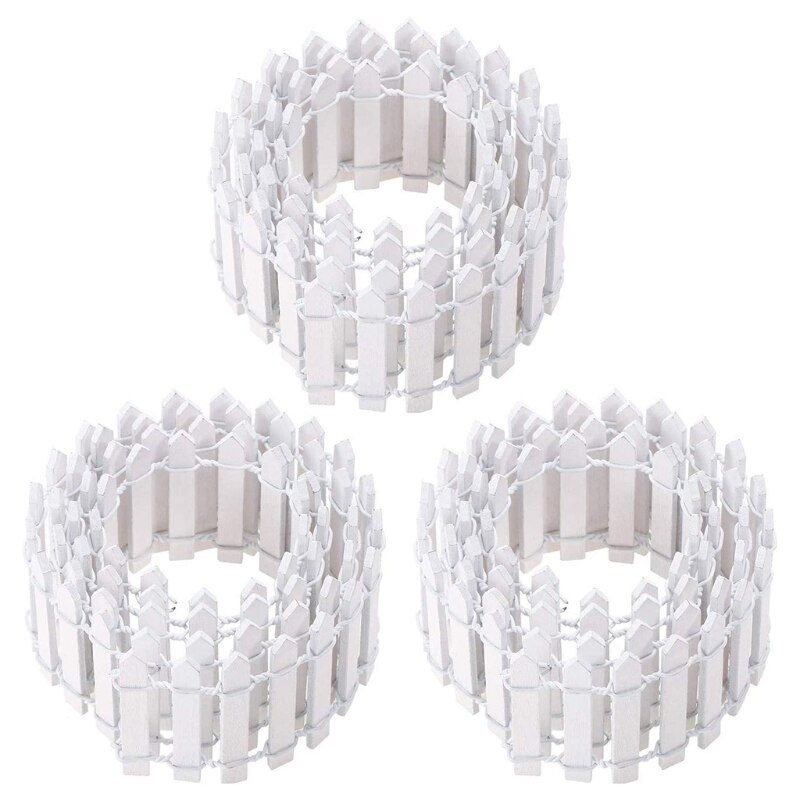 Mini vallas de madera para jardín en miniatura, accesorio pequeño de madera de 50lb, 3 piezas, 90x5cm, ideal para Micro paisajismo: Blanco