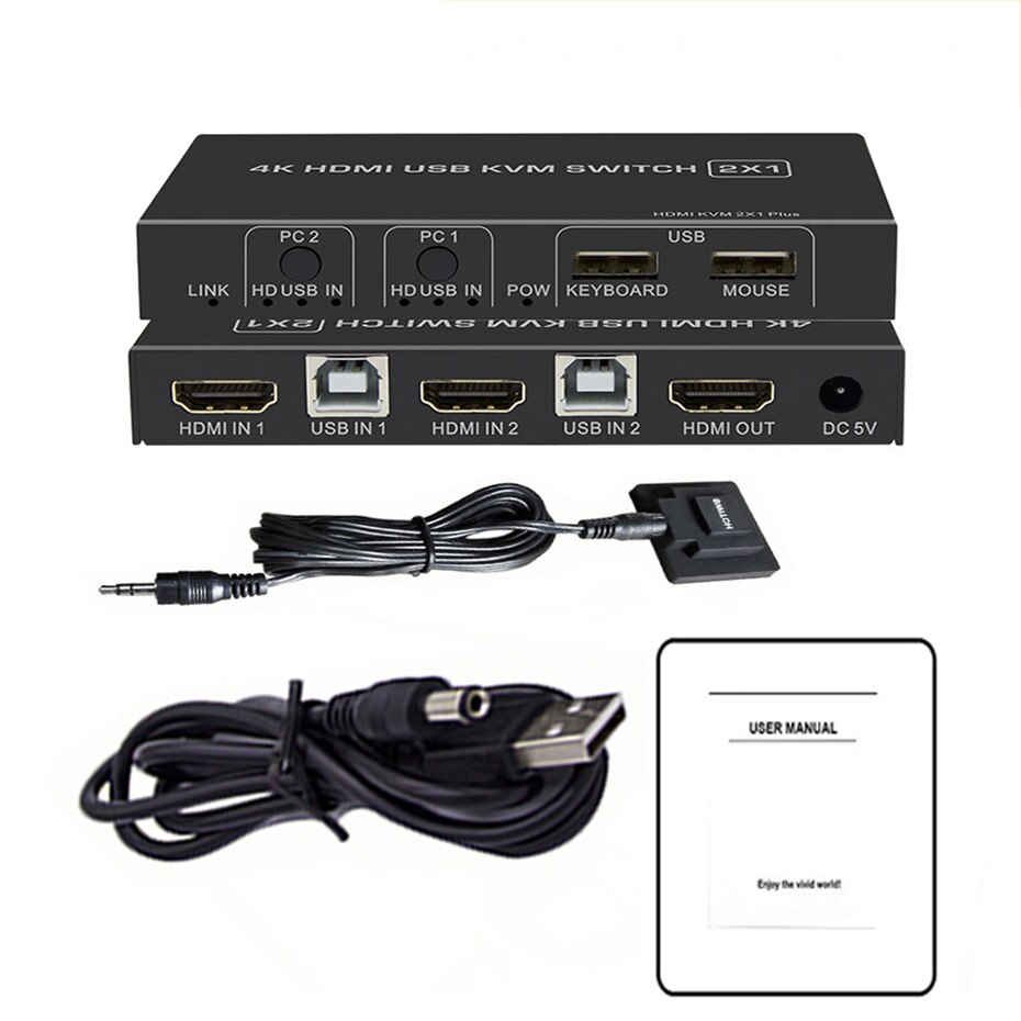 4K Hdmi-Compatibel Kvm Switch, 4 Poorten 4 In 1 Out Hdmi Kvm Switch Ondersteuning 4K @ 60Hz Voor Laptop Hdtv Monitor &amp; ubs Muis Toetsenbord