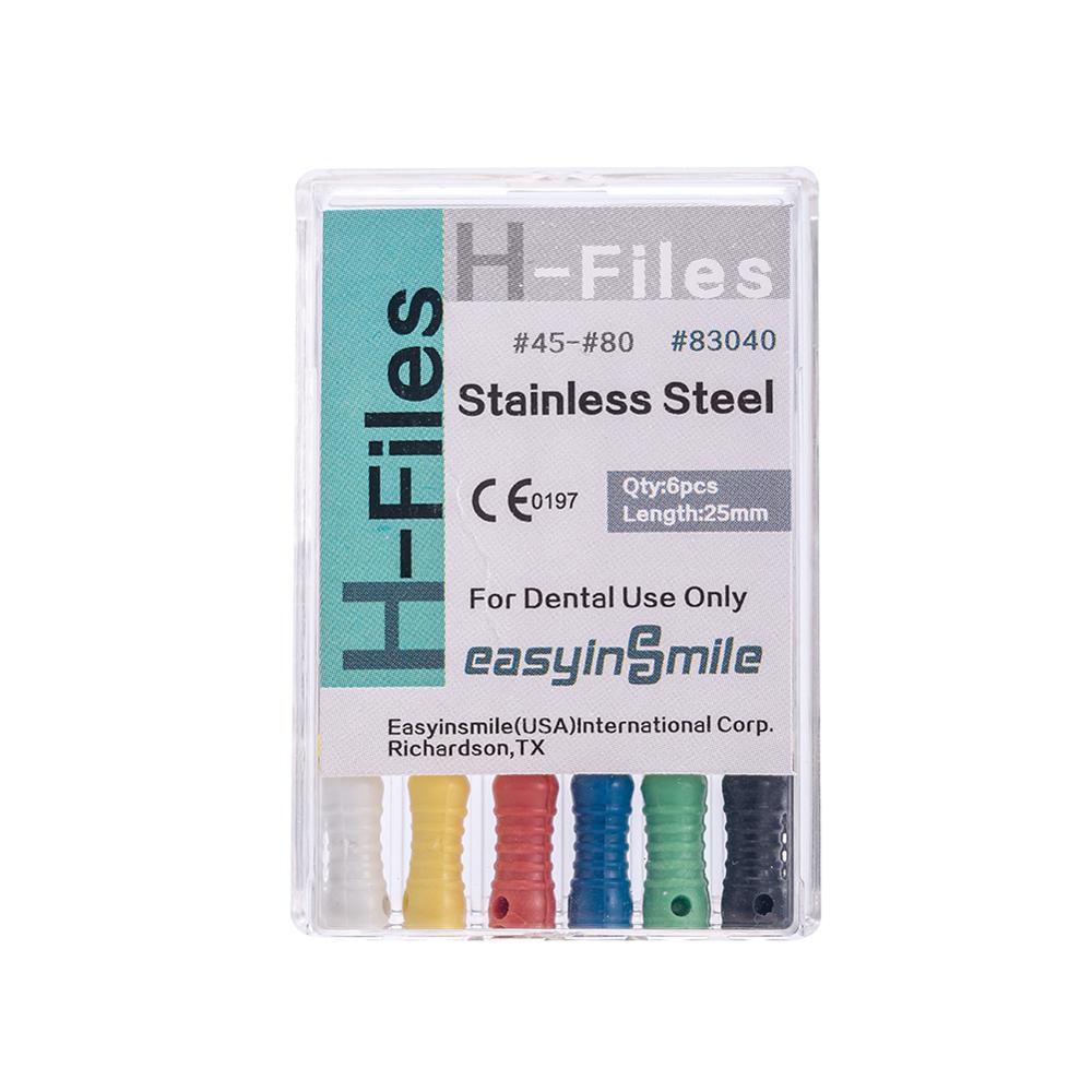 10Packs Dental Endo Stainless Steel Root Canal Endodontic H-Files Reamers Hand Use 25mm EASYINSMILE 6Files Per Pack: Size 45-80 Assorted
