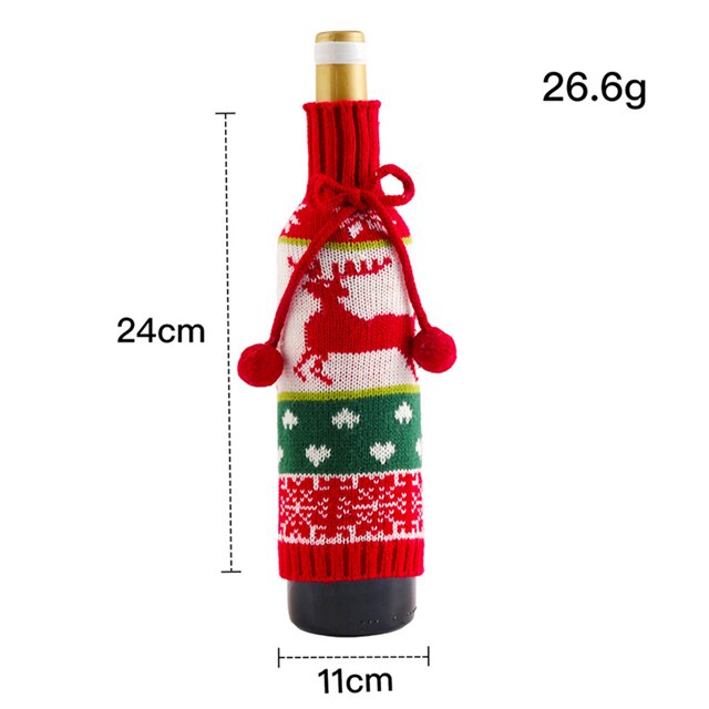 haar Ball Bogen Wein Flasche Hülse Elch Alten Mann Schneemann Gestrickte Rotwein Hülse Dekoration Ornamente: T1