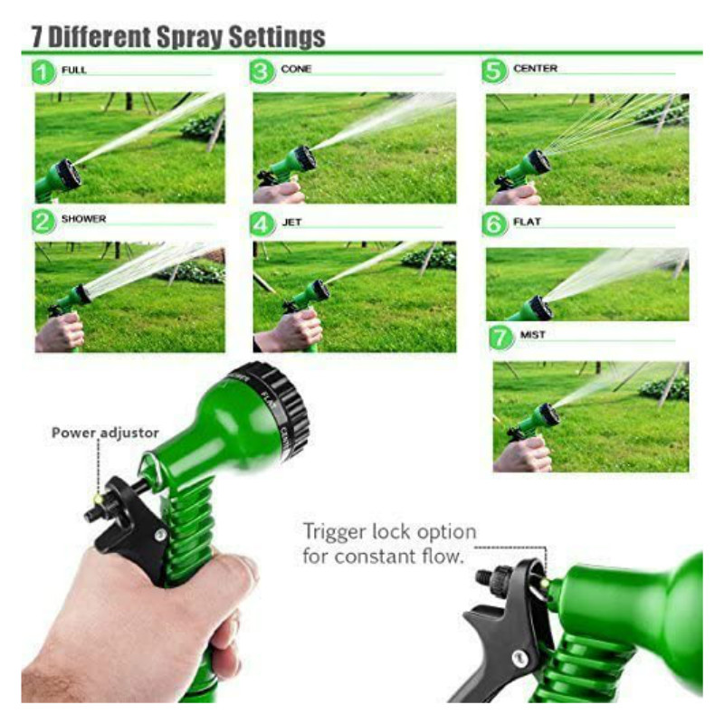 Garden Hose Expandable Water Pipe 3 Times Expanding 25-150ft Flexible Magic Hose Pipe Reel With 7 Function Spray/Brass Connector