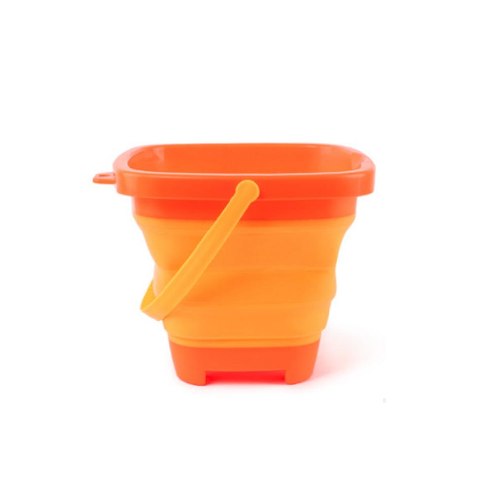 Sand Folding Bucket Summer Beach Toy Kids Water Game Shower Bath Toy Silicone Bucket Hand-held Barrel for Children Play Sand Toy: A