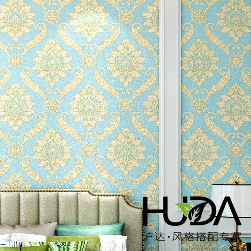 3D Europese Damascus Behang Waterdicht Golden Warme Slaapkamer Woonkamer Techniek Tv Achtergrond Muur Behang