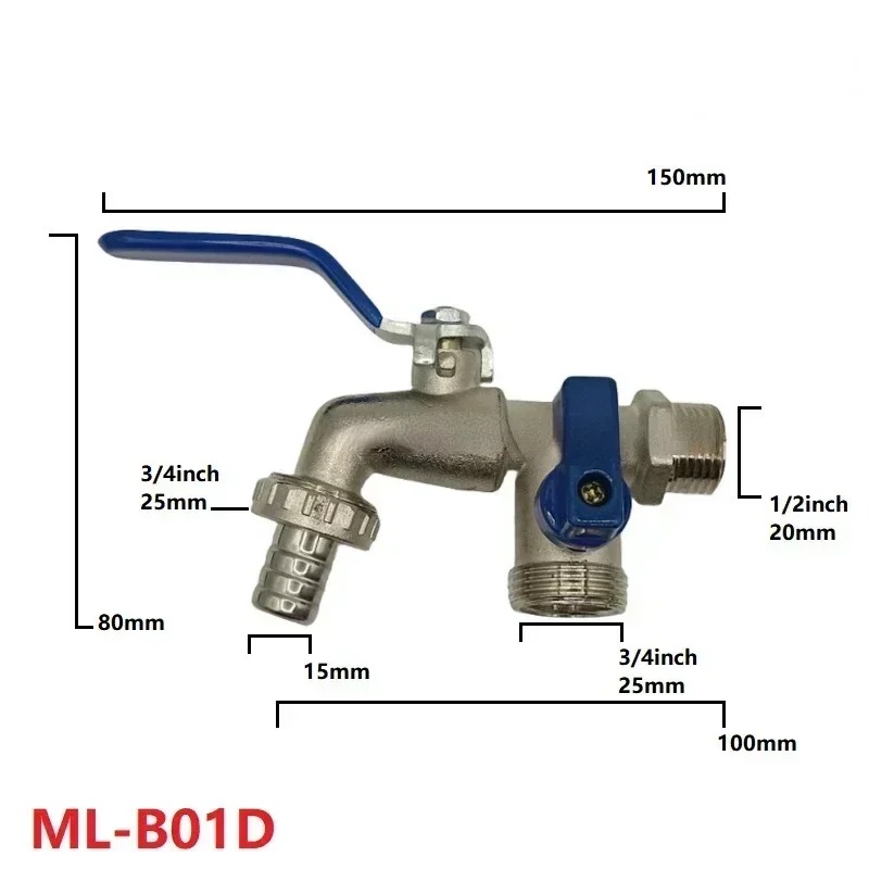 1/2 ''3/4'' Dubbele Hoofd Water Kraan Water Splitter Connector Koppeling Adapter Klep Schakelaar Tuinslang Irrigatie kraan Joint