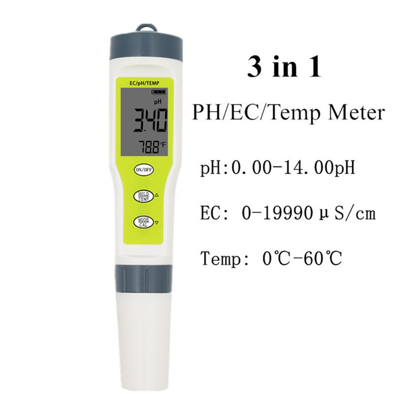 Waterdichte Ph Pen Meter Portable Digitale Ph Tester Voor Aquarium Pool Water Wijn Urine Laboratorium Automatische Kalibratie 30% Off: PH EC TEMP