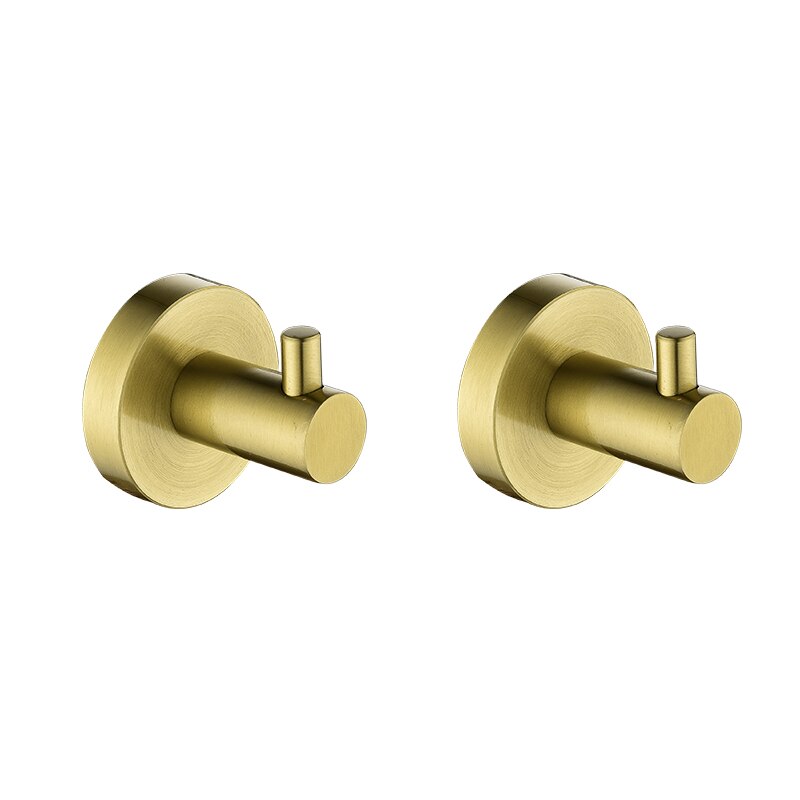 European Antique Bathroom Robe Hooks Wall Mounted Coat Hooks Gold Brushed Clothes Hooks Vibrant Moderne Brushed Gold: 2pcs