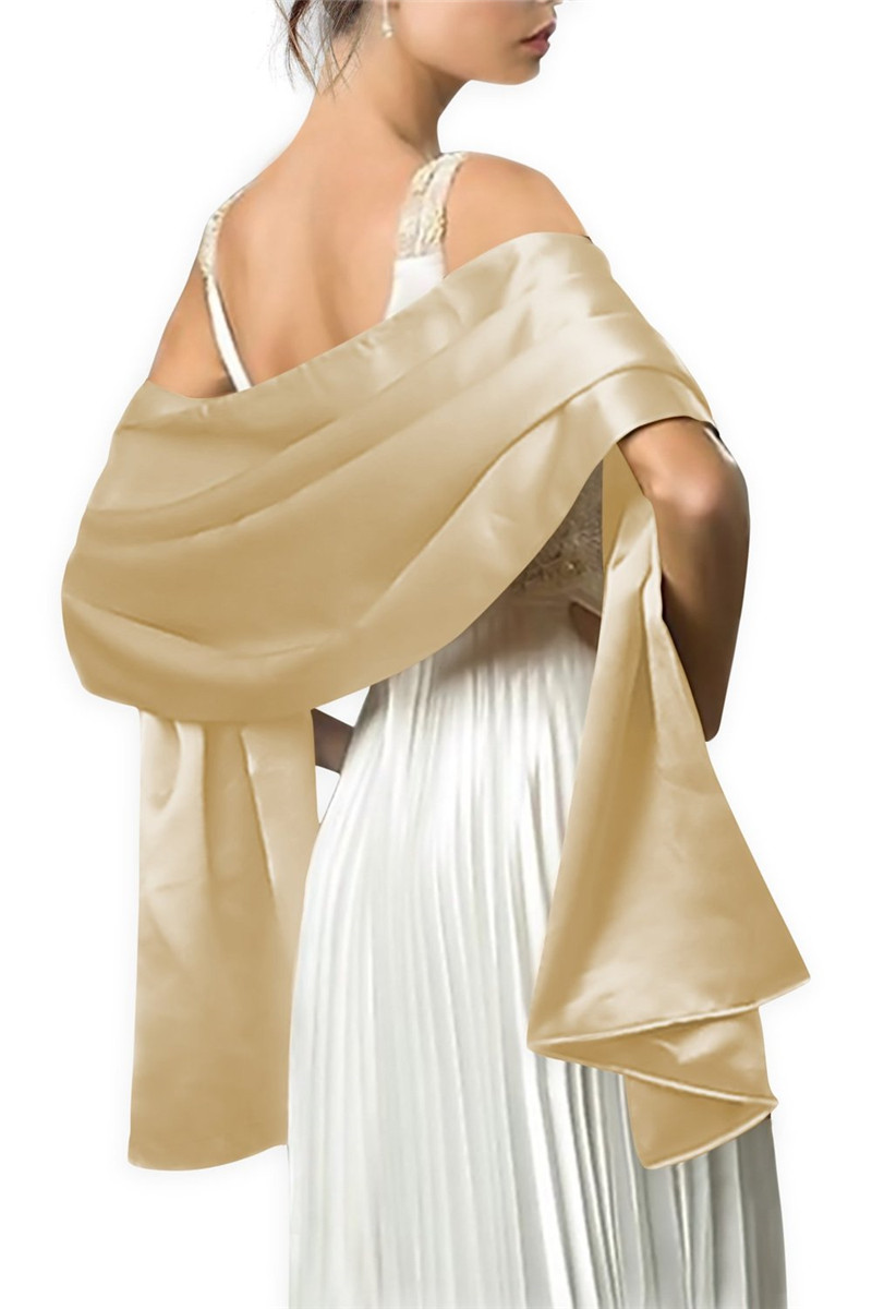 Satynowy wieczór weselny formalny Prom Cocktail Wrap Cape szalik ślubny szal 150CM długość 50CM szerokość.: Szampan
