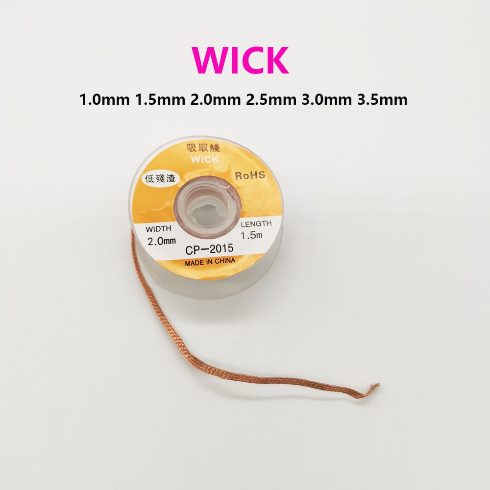 1.0mm 1.5mm 2mm 2.5mm 3mm 3.5mm 1.5M Desoldering Wires Braid Welding Solder Remover Wick Wire Lead Cord Flux BGA Repair Tool