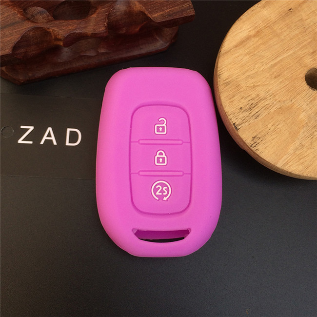 3 Knop Siliconen Auto Sleutel Cover Case Voor Renault Duster Megane Duster Sandero Kangdoo Captur Twingo Sleutelhanger Accessoires: Paars
