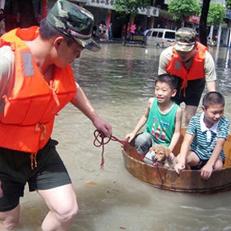 Orange Adult Foam Flotation Drifting Swimming Life Jacket Vest With Whistle J6PF