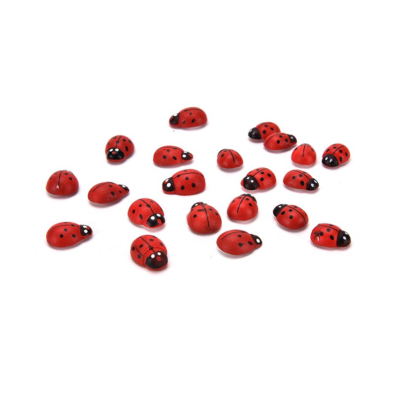 Linvshi Shop Houten lieveheersbeestje, 100 mini hout, zelfklevend, voor doe -het-zelf handwerk, scrapbooking en knutselwerk
