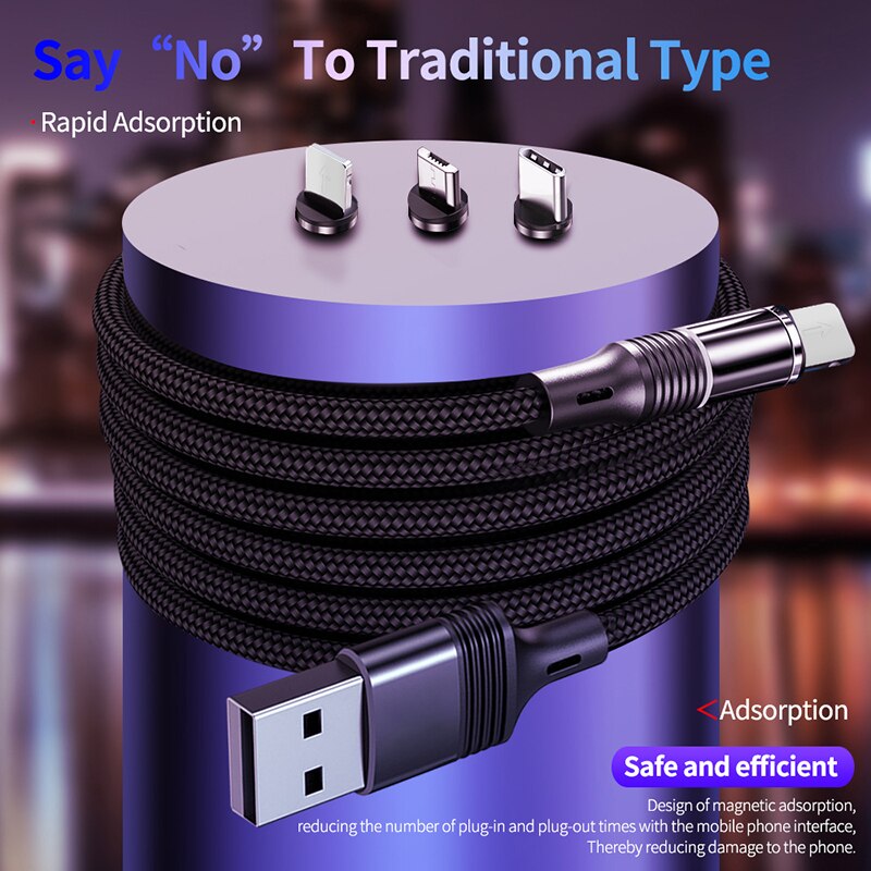 GYSO Rotate Magnetic Cable 360 Degree USB Type C Charging Cable Fast Charging Magnet Charger 360 Rotate Micro Magnetic Cable