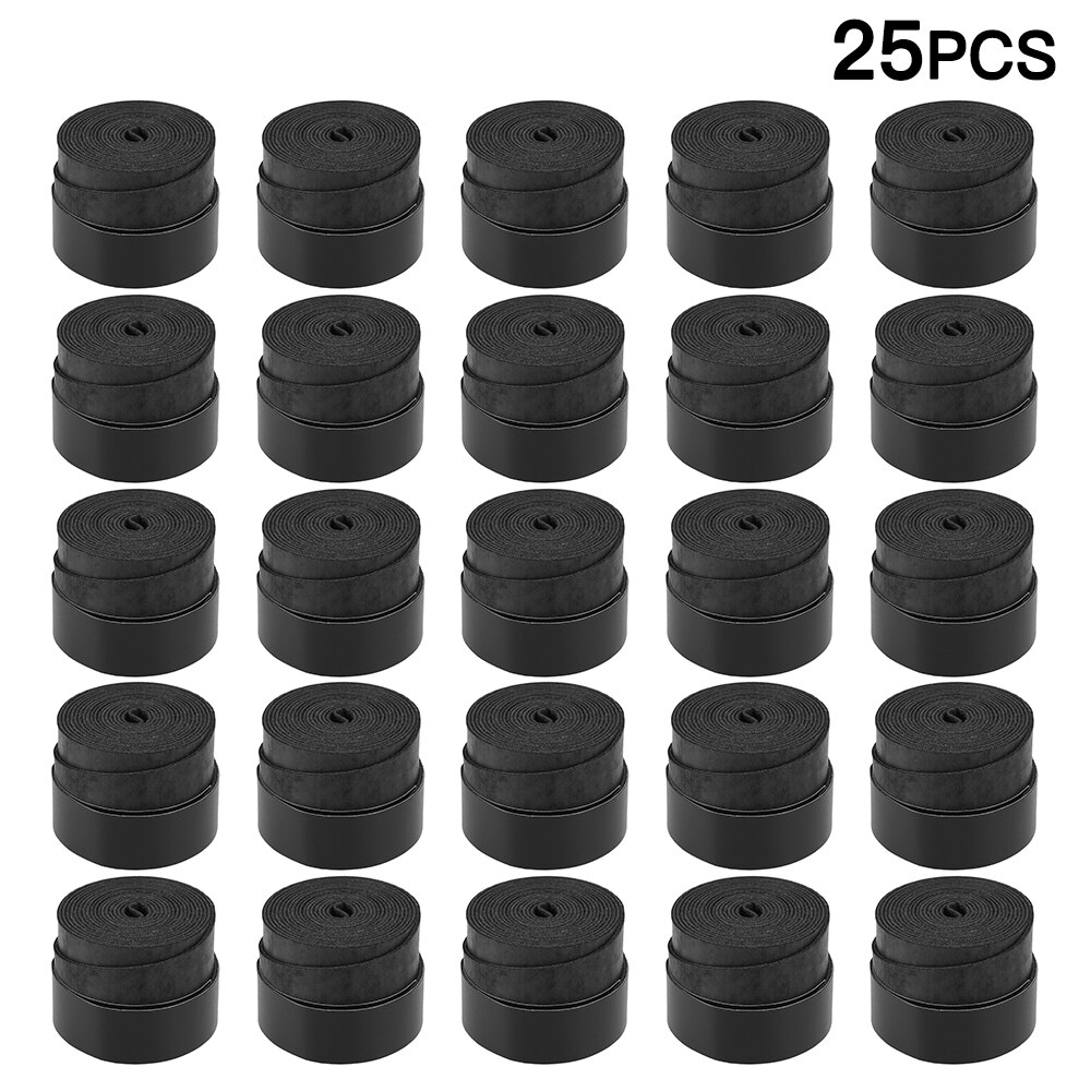 Outdoor Sport 10Pcs/25Pcs/60 Pcs Anti-Slip Tennis Badminton Racquet Grips Zweetband Polyurethaan Training oefenen: Black 25pcs