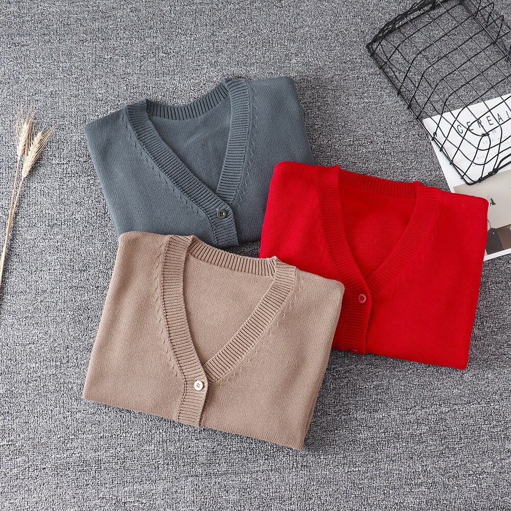 Sl efterår kvinders sweater strikvarer rød blød søster dejlige søde tegneserie japansk korea jk teenagere piger søde sweater cardigans