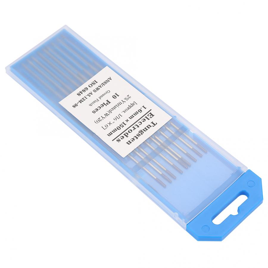 Electrodo de tungsteno de 10 Uds., 2.0% itrio, punta azul para soldadura TIG, Tungstens de 1,6mm * 150mm de