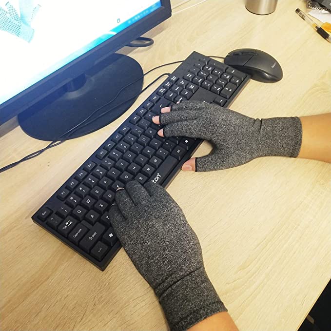 Kompression gigt handsker til kvinder mænd fingerløse ledsmerter lindring halvfinger seler terapi håndledsstøtte anti-slip handsker