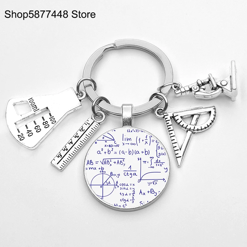 Llavero de para el día del maestro, accesorios, para el maestro de matemáticas, de cumpleaños, llavero de fórmula matemática, 2022: Gris
