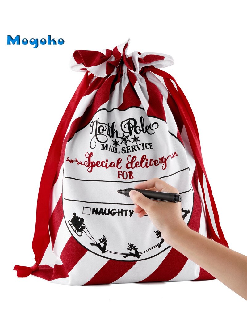 Sunligoo kerstzakken met trekkoorden canvas grote vrolijke kerst snoepzakken inpakzak: Patroon 2