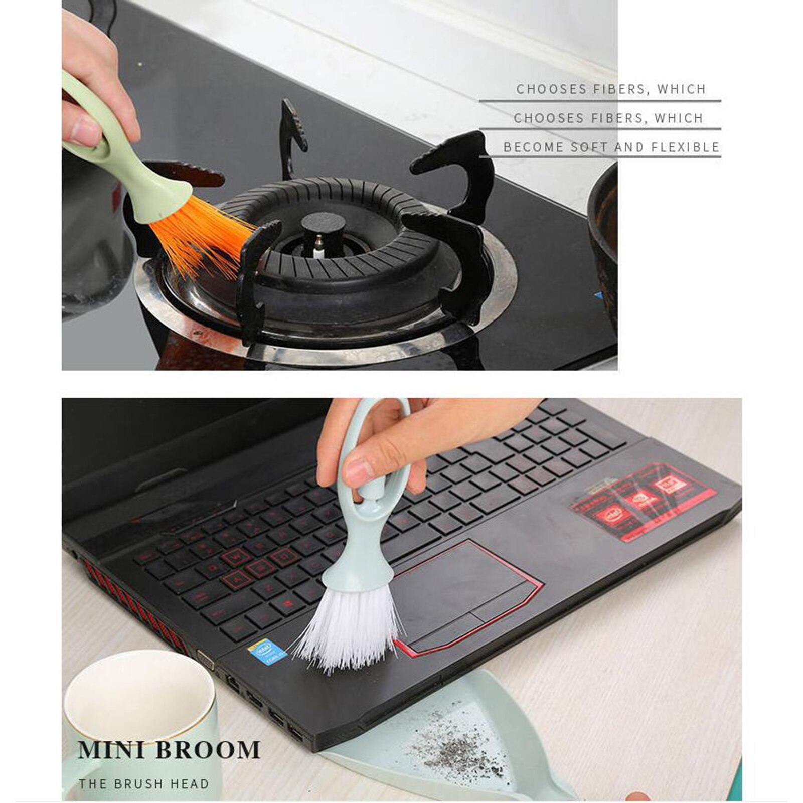 Mini Handy Desktop Keyboard Sweep Dustpan Cleaning Brush Corner Broom Pan Set