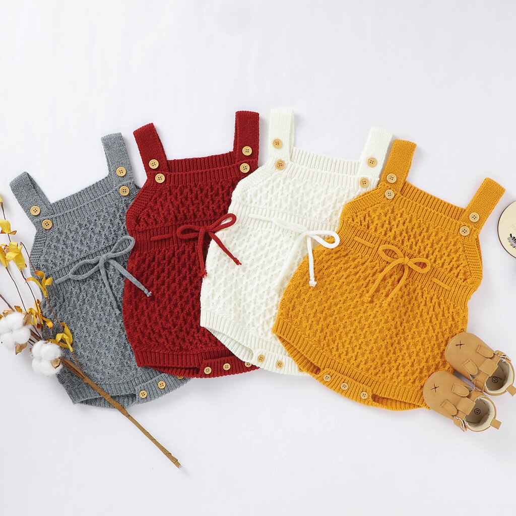Tricot chandails body pour bébé couleur unie sans manches hiver tricot barboteuse fille garçons bouton tricot chandails combinaison