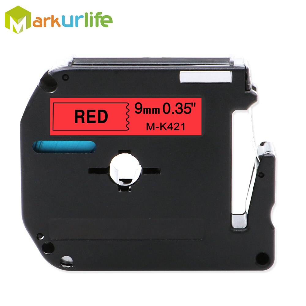 1PC 9mm*8m M-K221 M-K121 M-K621 M-K421 Label Tapes Compatible for Brother p-touch Label Printer ribbon M-K221 MK-221 mk221 MK221: Black on Red