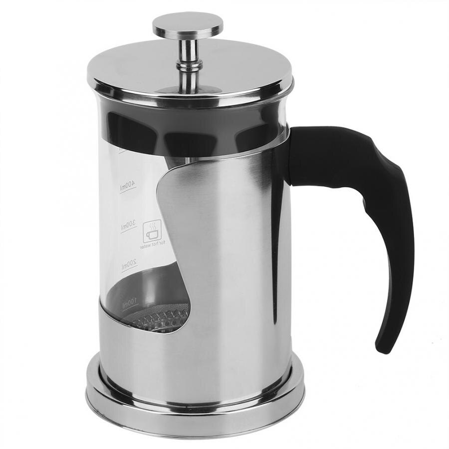 Kaffemaskine moka 600ml rustfrit stål husholdningspresse kaffemaskine varmebestandig te, bærbar kaffemaskine køkken