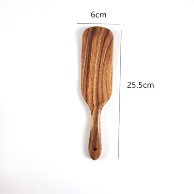 Teak Wood Kitchen Utensils Eco Natural Wooden Cooking Tools Non-Stick Fried Egg Spatula Salad Mixing Shovels Cooking Turners: A-M