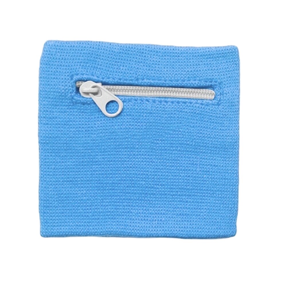 Mini pulsera deportiva con cremallera, monedero, porta llaves, bolsa de muñeca de algodón, novedad: Azul cielo