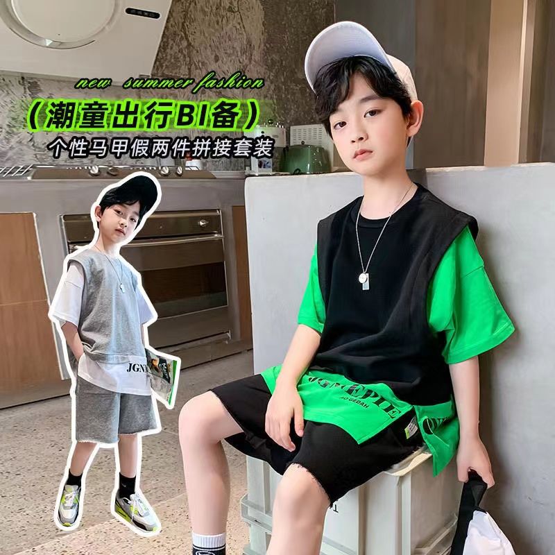 2022 nowe zestawy ubrań dla chłopców letnie dzieci chłopcy garnitur T-koszula + spodenki 2 kawałki garnitur dzieci nastoletnie dla 4 6 8 10 12 14 lat stroje