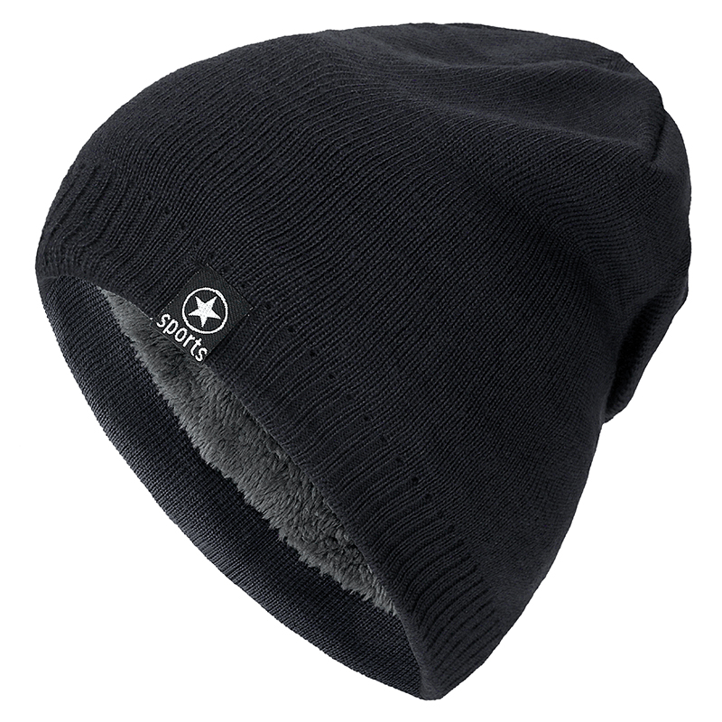 Stjärna vintermössa lägg till päls varma mössor mössa baggy skullies stickad mössa för män kvinnor skidsport mössor keps