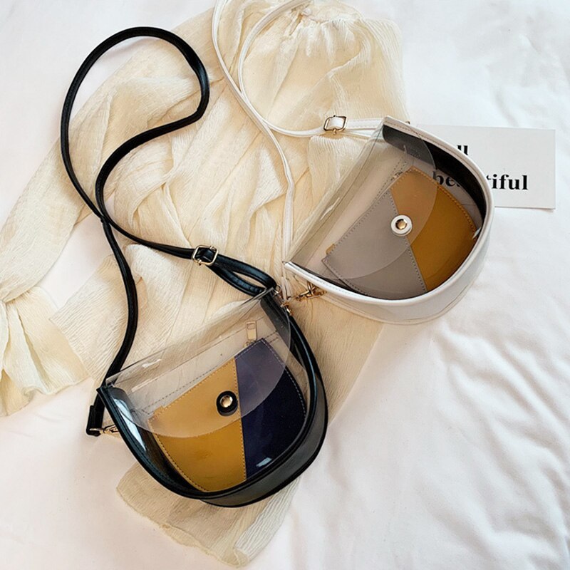 Vrouwen Waterdichte Transparante Enkele Schoudertas Stiching Kleur Handtas voor Zomer Beste -WT