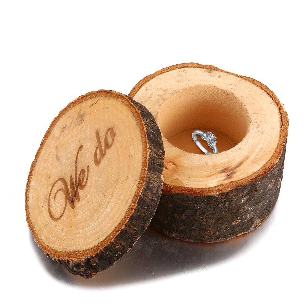 TPFOCUS Wooden Ring Box Country Style Wedding Ring Box WE DO Pattern Rustic Ring Box for Wedding Ceremony