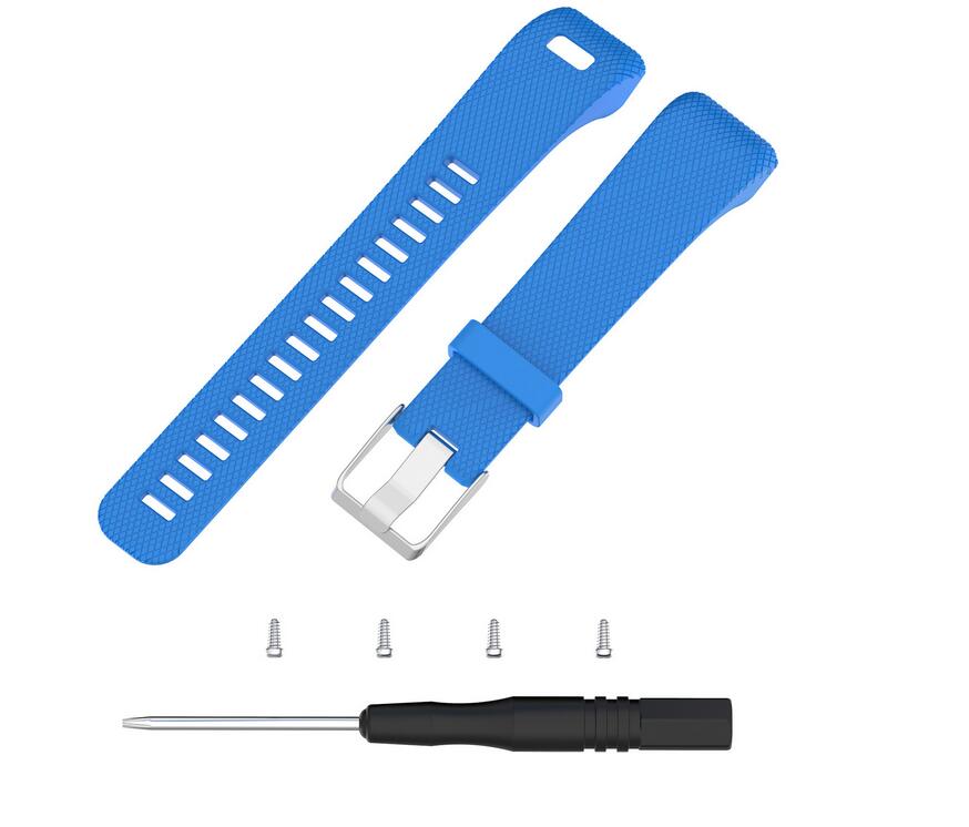 Beste Polsband Voor Garmin Vivosmart Hr Plus Hr + Horlogeband Met Gereedschap Schroef Sport Siliconen Horloge Band Armband polsband: Blauw