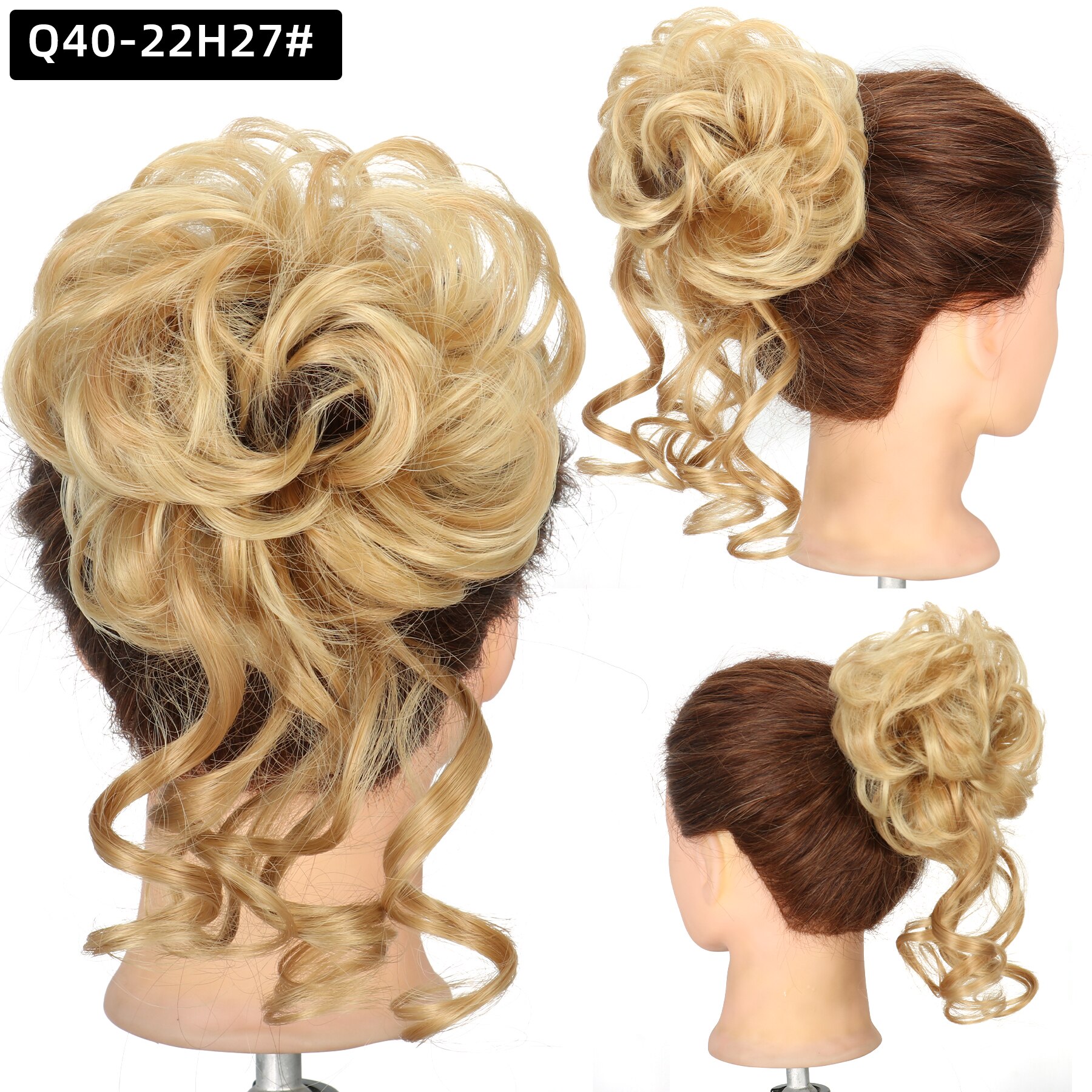 Synthetic Hair Bun Chignon Messy Curly Hair Band Elastic Scrunchy False Hair Pieces For Women Hairpins Black Brown: 22H27