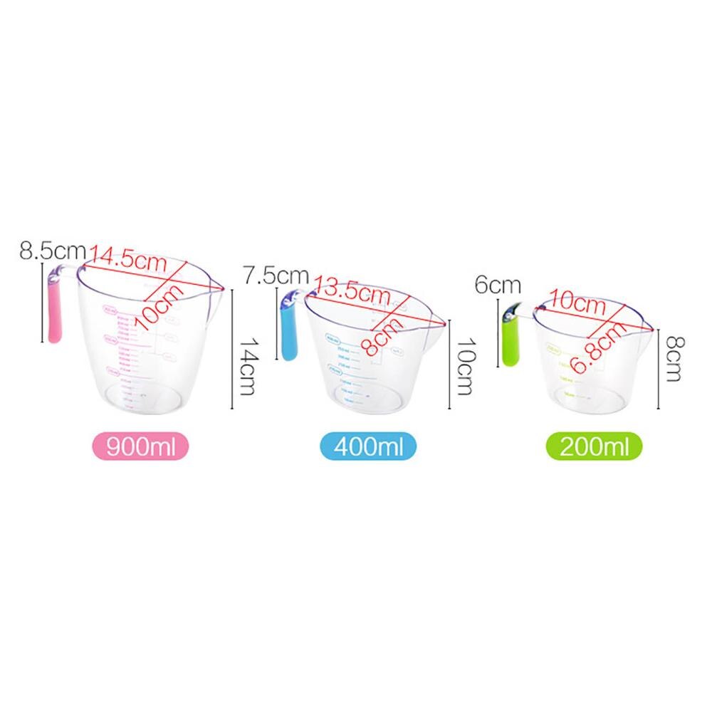 3PCS kitchen with graduated measuring cup household meter baking tool set transparent plastic measuring cylinder