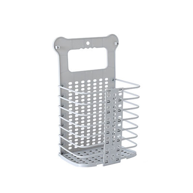 Cesta de almacenamiento de ropa sucia, cesta Flexible y plegable de PP montada en la pared, organizador de artículos diversos para el hogar: Large-Grey