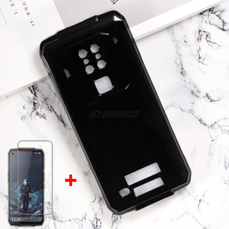 Transparent Phone Case For OUKITEL WP7 Soft Black TPU Phone Case For OUKITEL WP7 Back Cover With Tempered Glass For OUKITEL WP7: Black Case and Glass