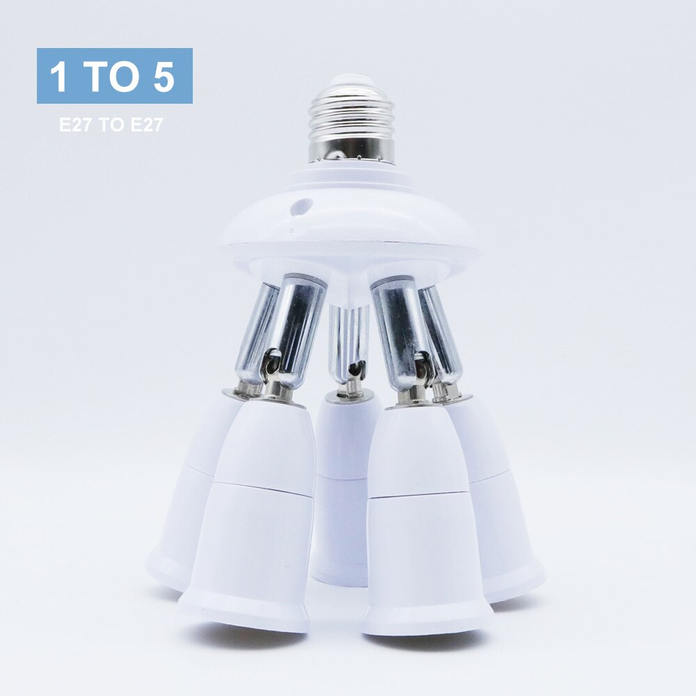 2/3/4/5 in 1 fatnings splitter  e27 to e27 lampe base adapter konverter fleksibel forlænget lampeholder til led pærer: 1 to 5