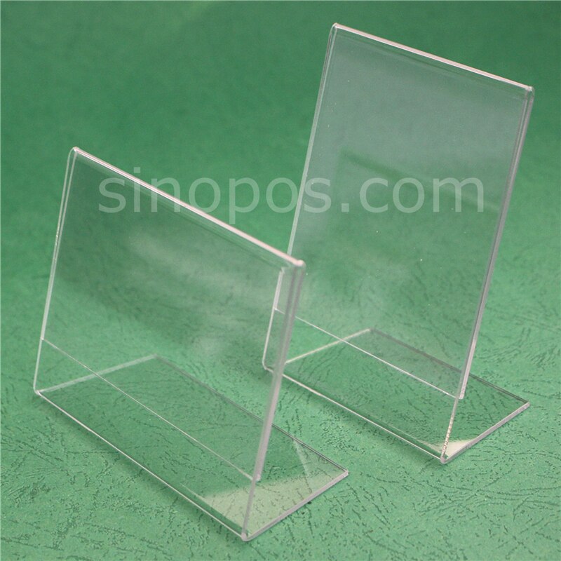 Acryl Schuine Card Frame 8x11 cm Portret Landschap, a7 clear plastic teken houder schuine stand desktop tag ad poster L-display