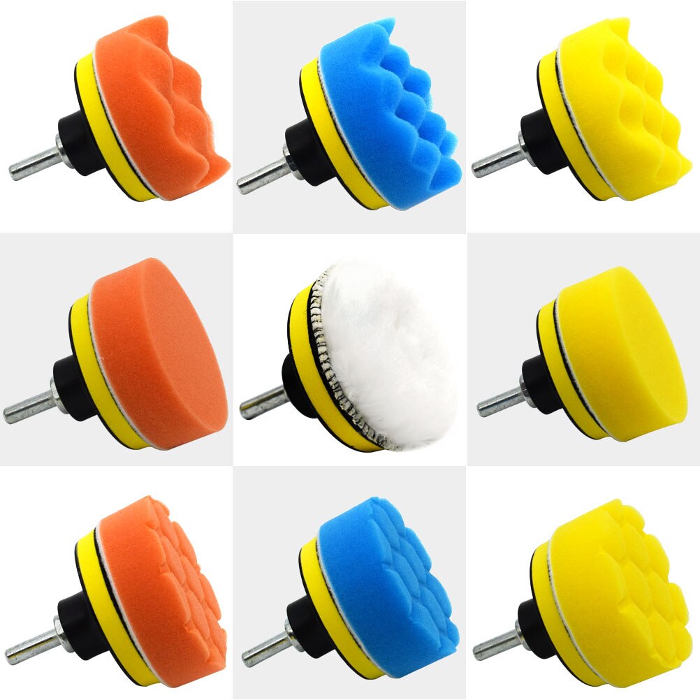 31pcs Car 3 Inch Buffing Pads Foam Polishing Pad Polisher + m10 Drill Adapter Buffer Pads Waxing Detailing Paint Cleaning Tool