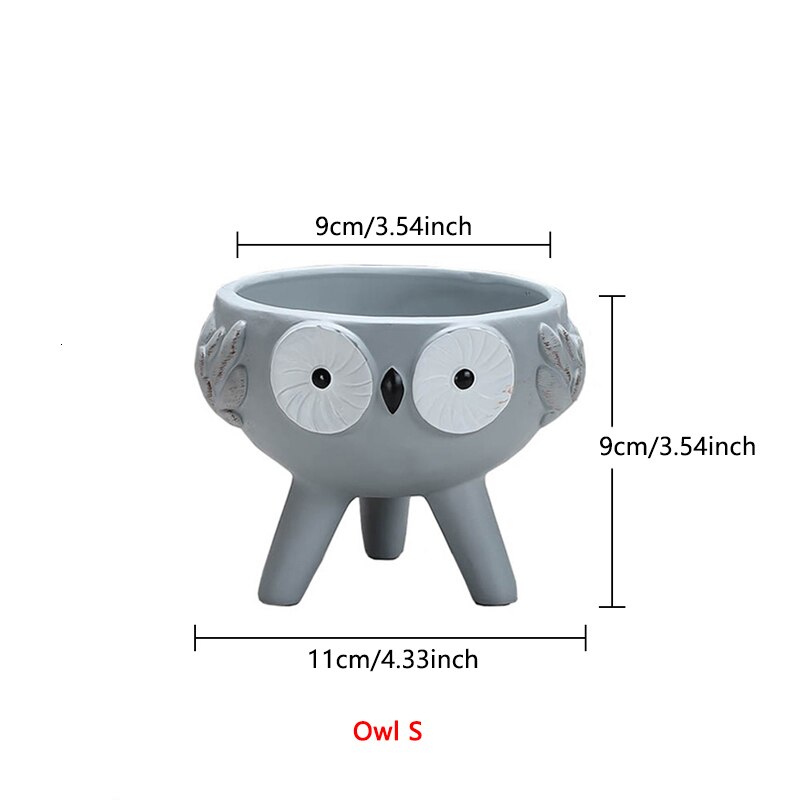 Tegneserie dyr keramik urtepotte ugle kanin kat gris keramik sukkulent plante potte vase dyr skulptur hjem havedekoration: Ugle s