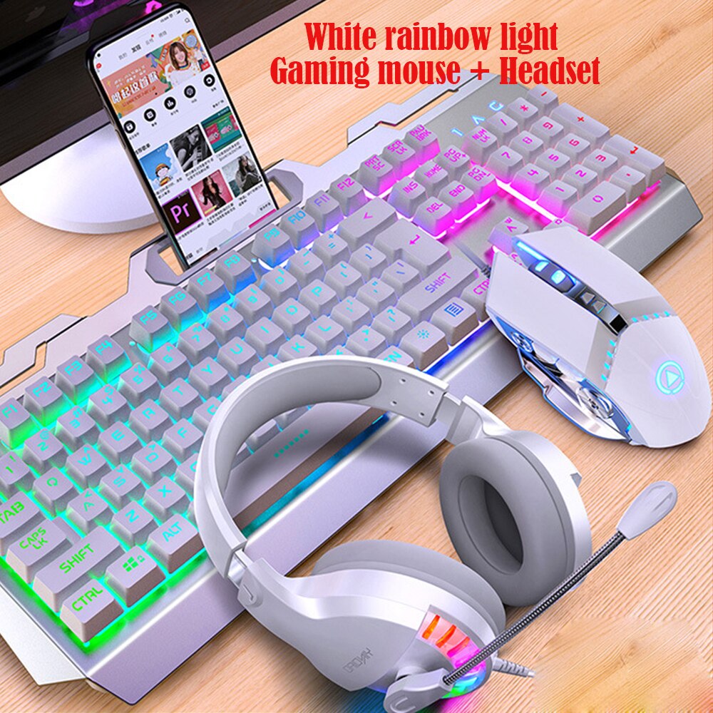 KISSCASE V2 gaming keyboard mouse headset three-piece kit manipulator sense keyboard and mouse kit se suit Gaming mouse headset: Gray